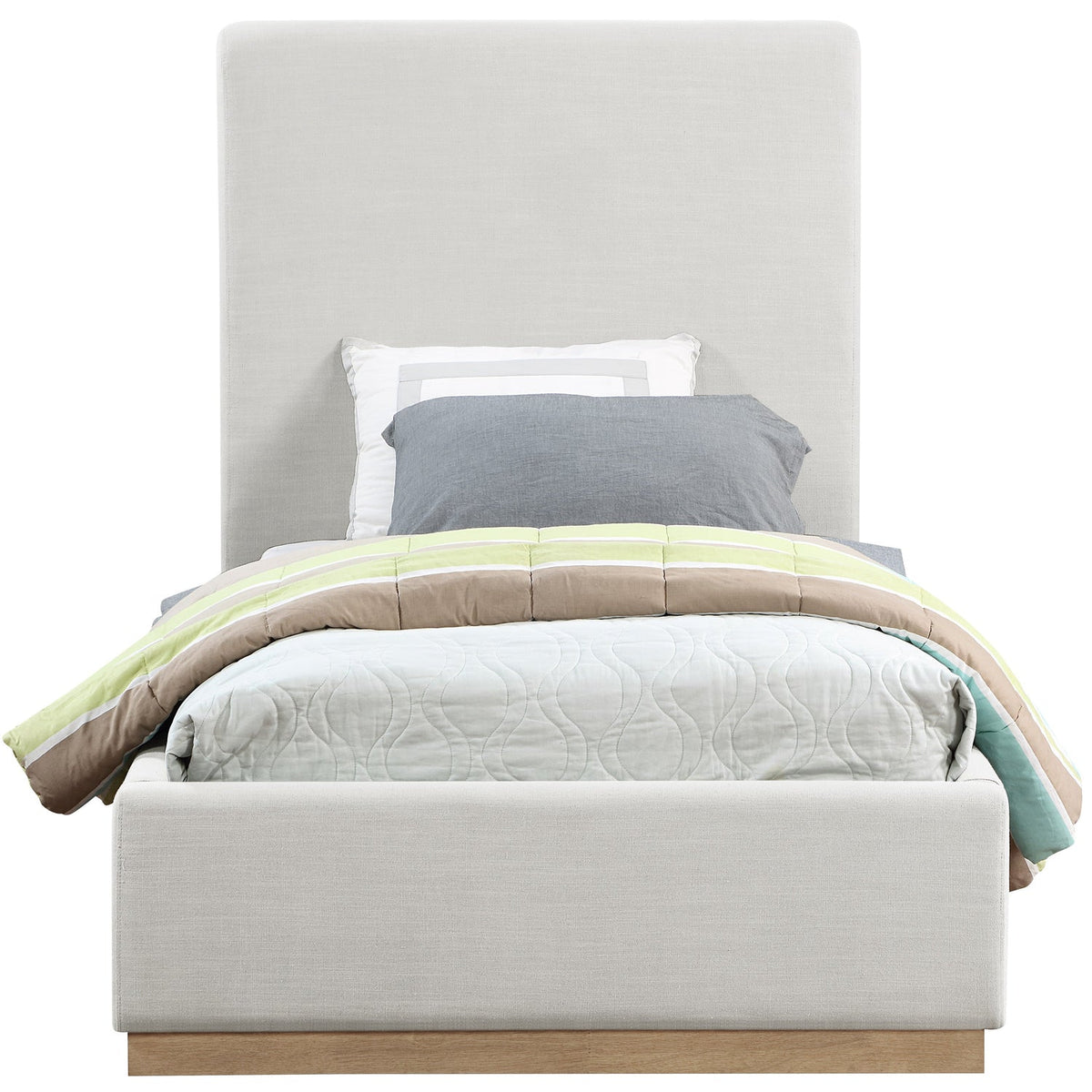 Alfie Cream Linen Textured Fabric Upholstered Bed