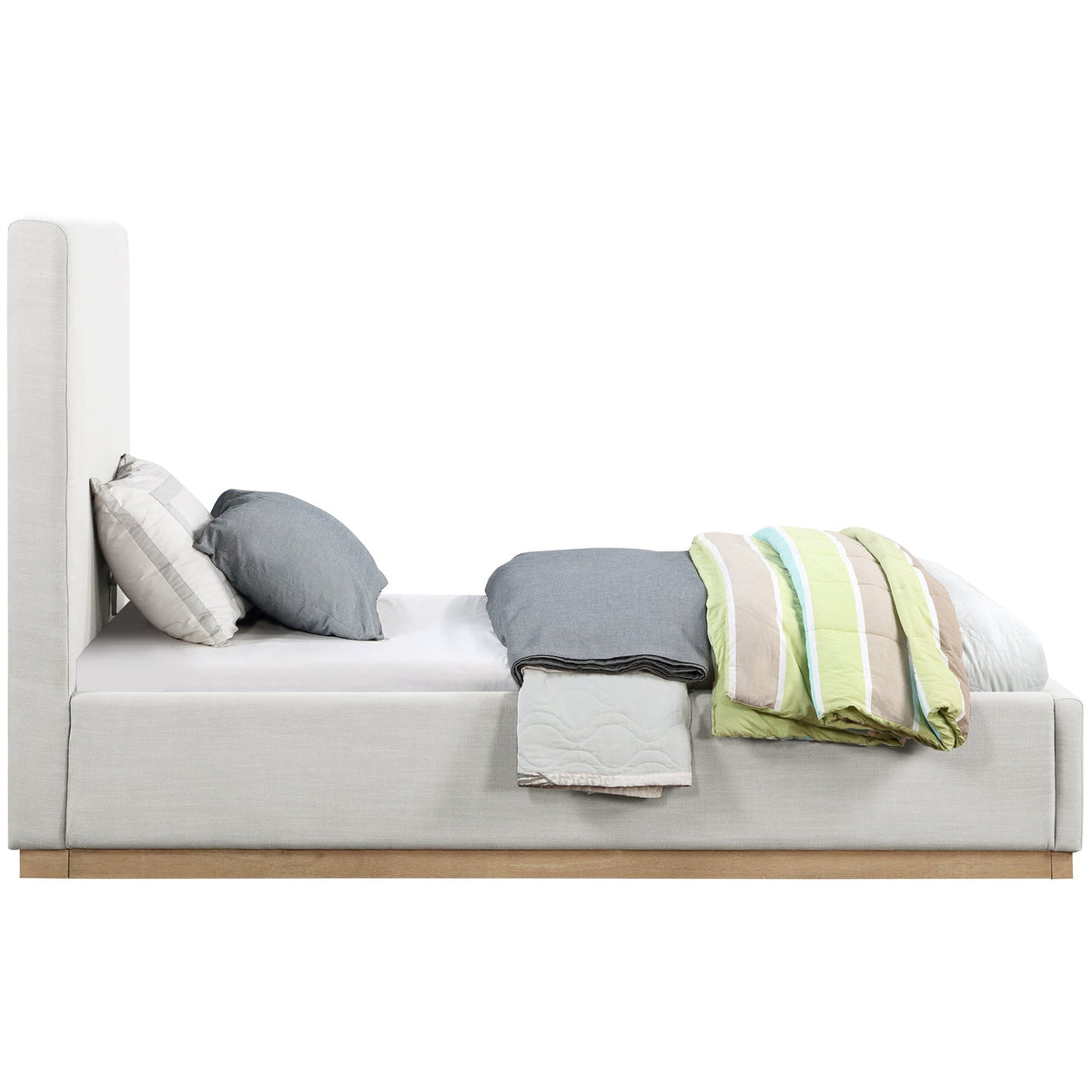 Alfie Cream Linen Textured Fabric Upholstered Bed