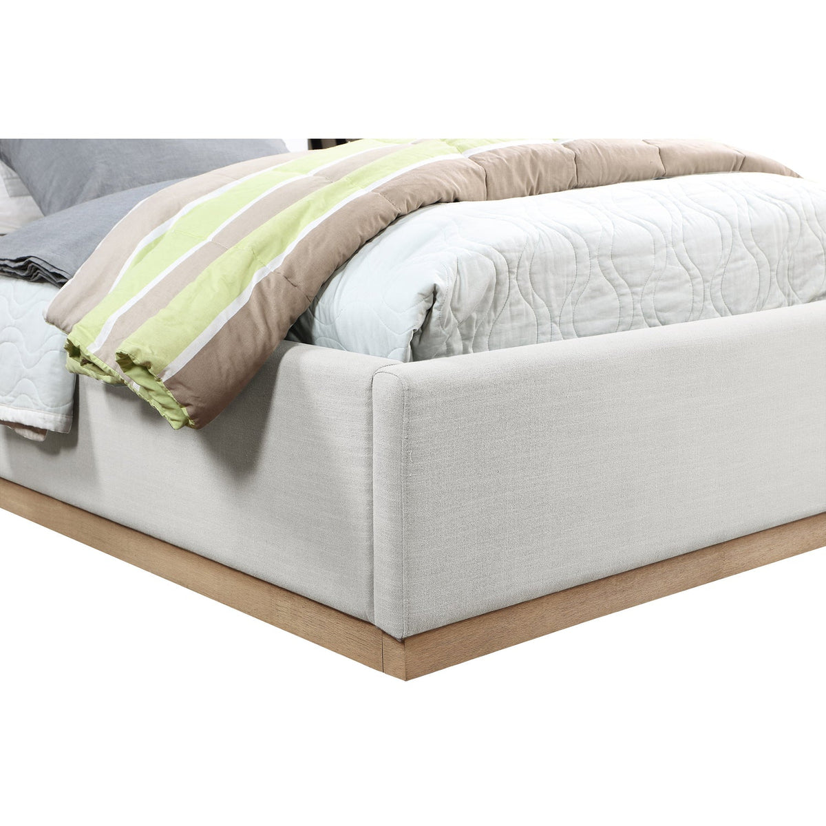Alfie Cream Linen Textured Fabric Upholstered Bed