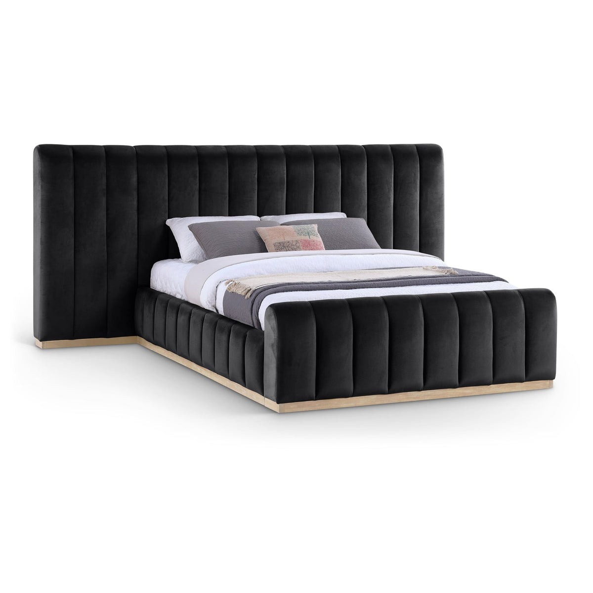 Amara Black Velvet Upholstered Bed