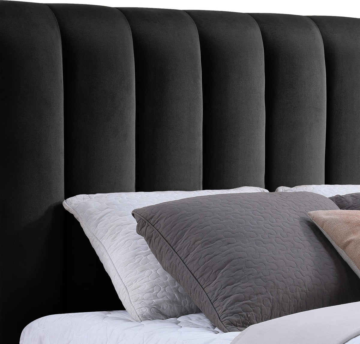 Amara Black Velvet Upholstered Bed