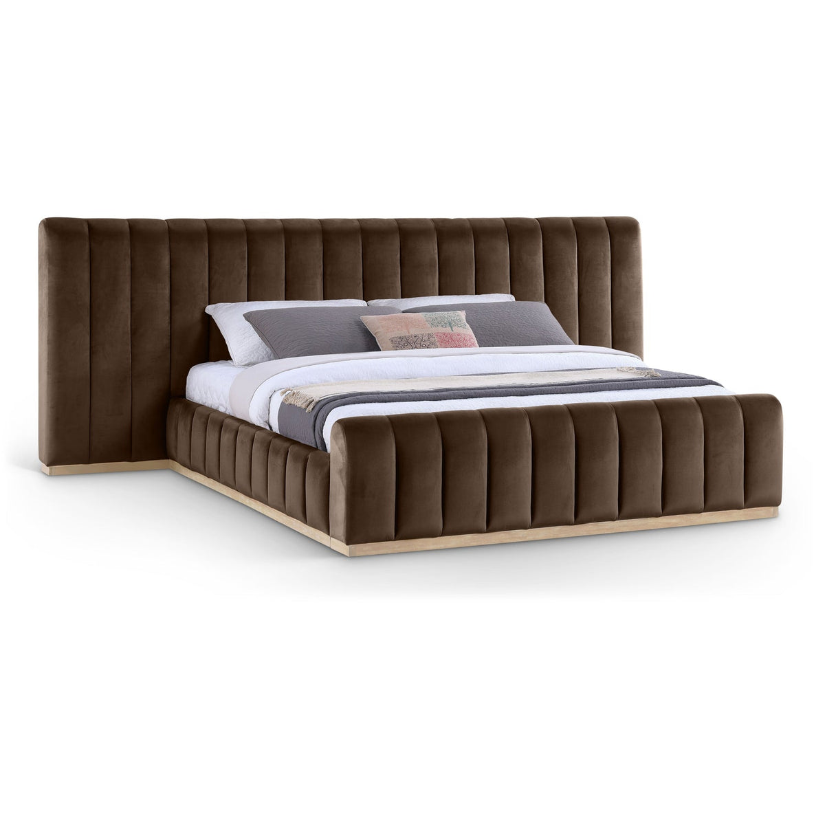 Amara Brown Velvet Upholstered Bed