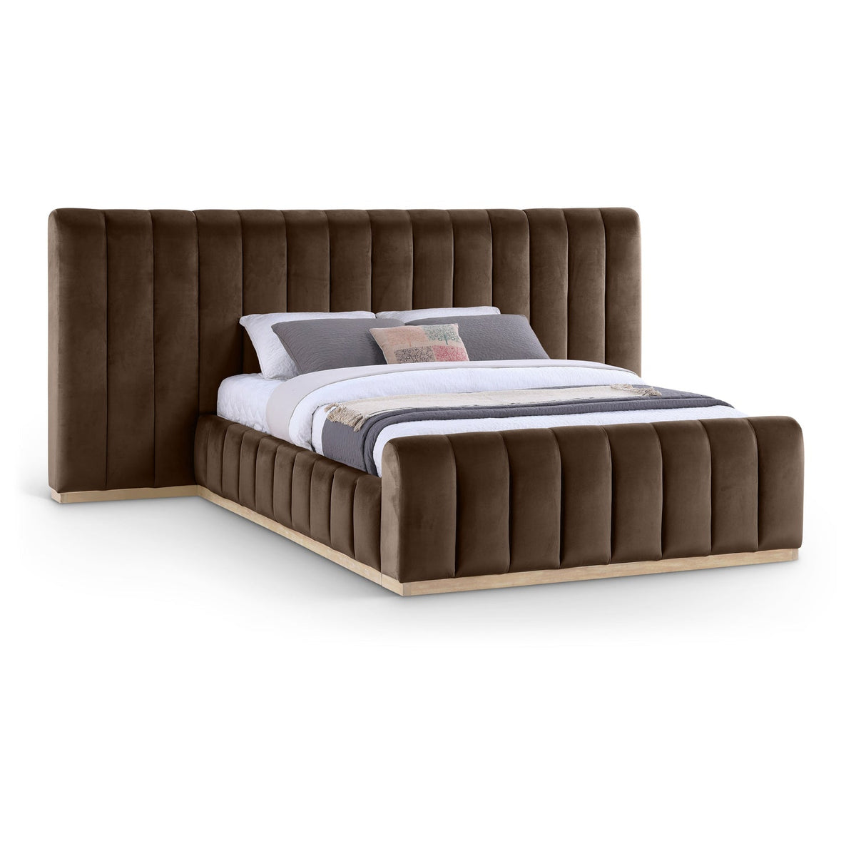 Amara Brown Velvet Upholstered Bed