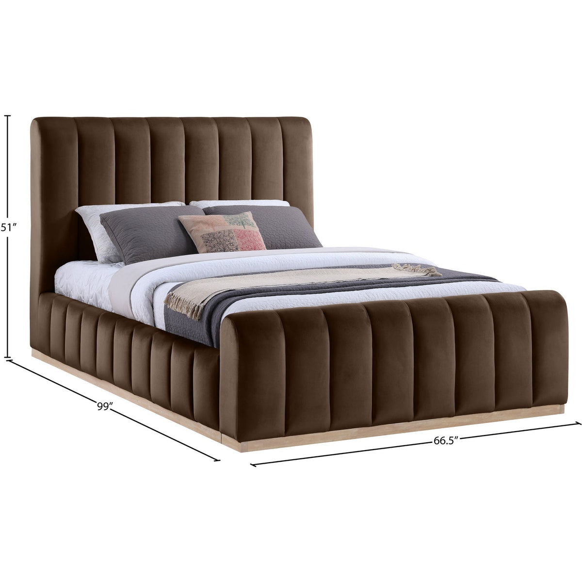 Amara Brown Velvet Upholstered Bed