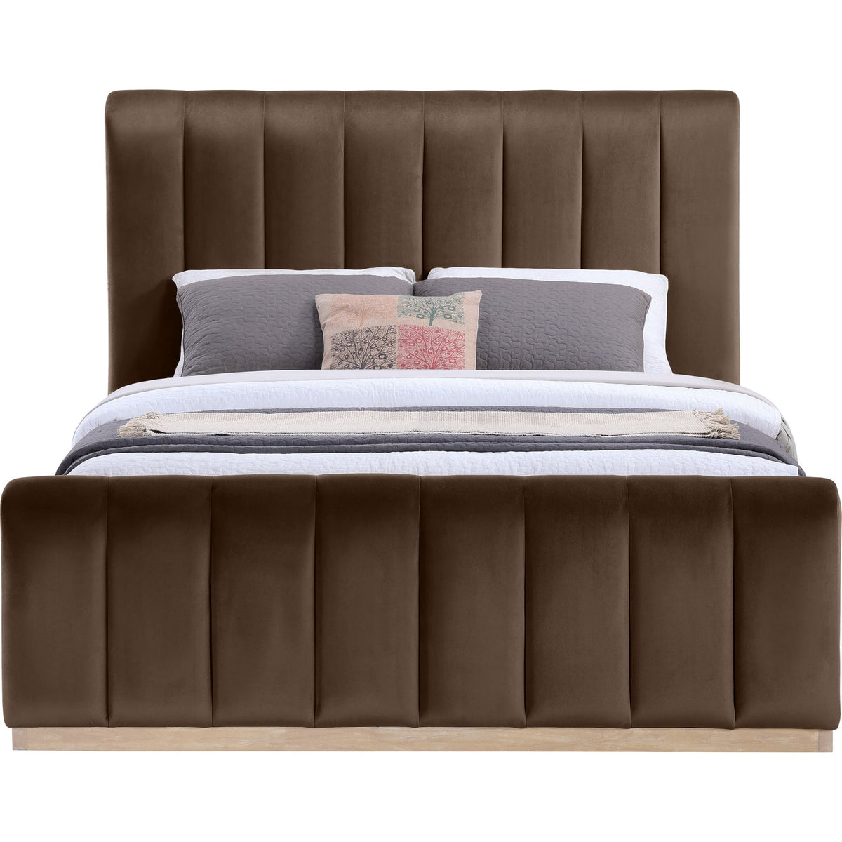 Amara Brown Velvet Upholstered Bed