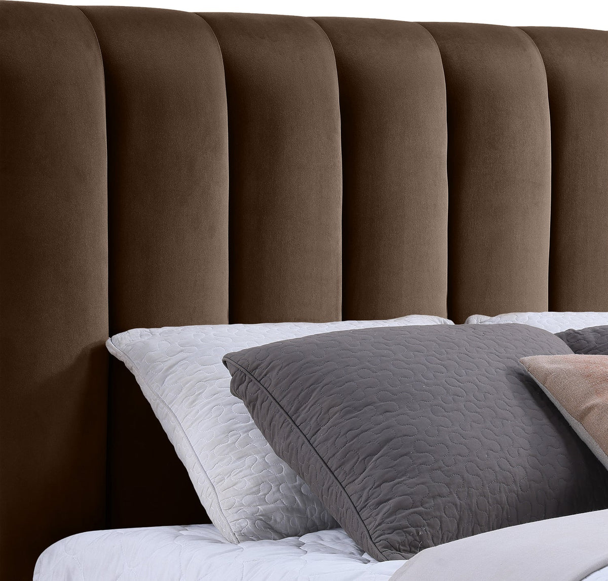 Amara Brown Velvet Upholstered Bed