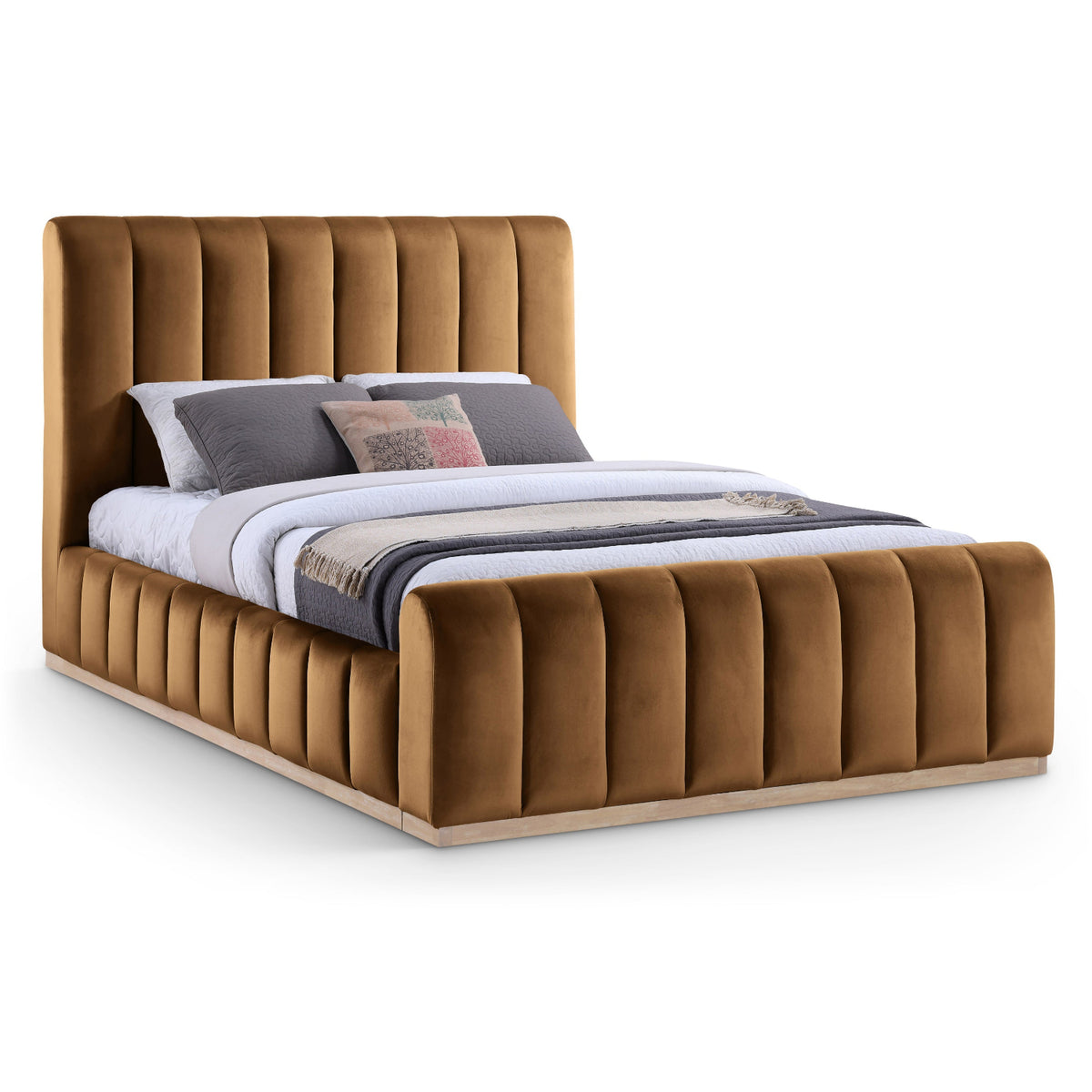 Amara Saddle Velvet Upholstered Bed in Saddle Velvet, primary product view