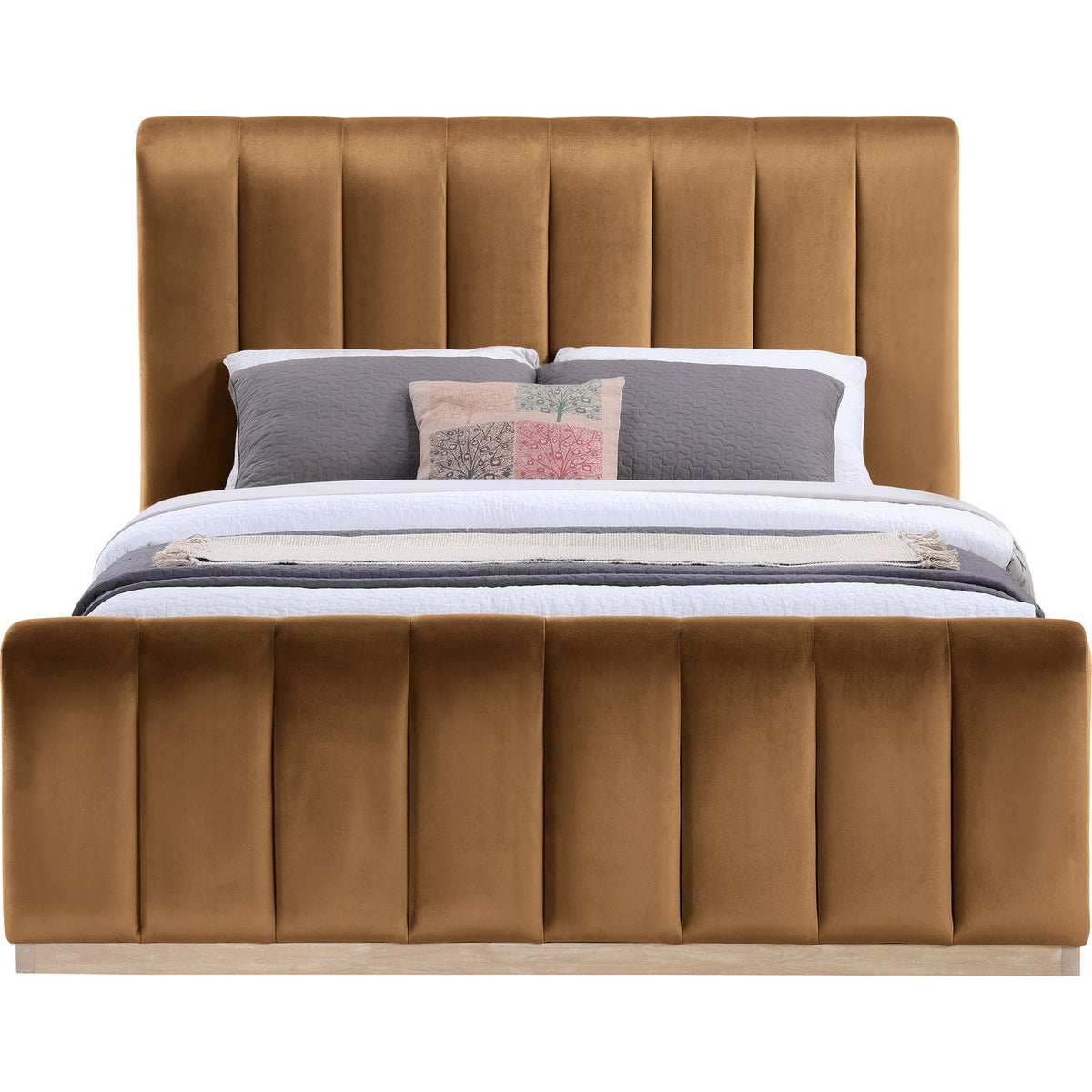 Amara Saddle Velvet Upholstered Bed
