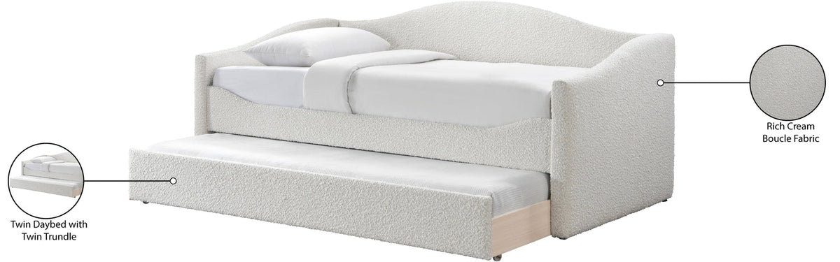 Arlo Cream Boucle Fabric Upholstered Twin Daybed