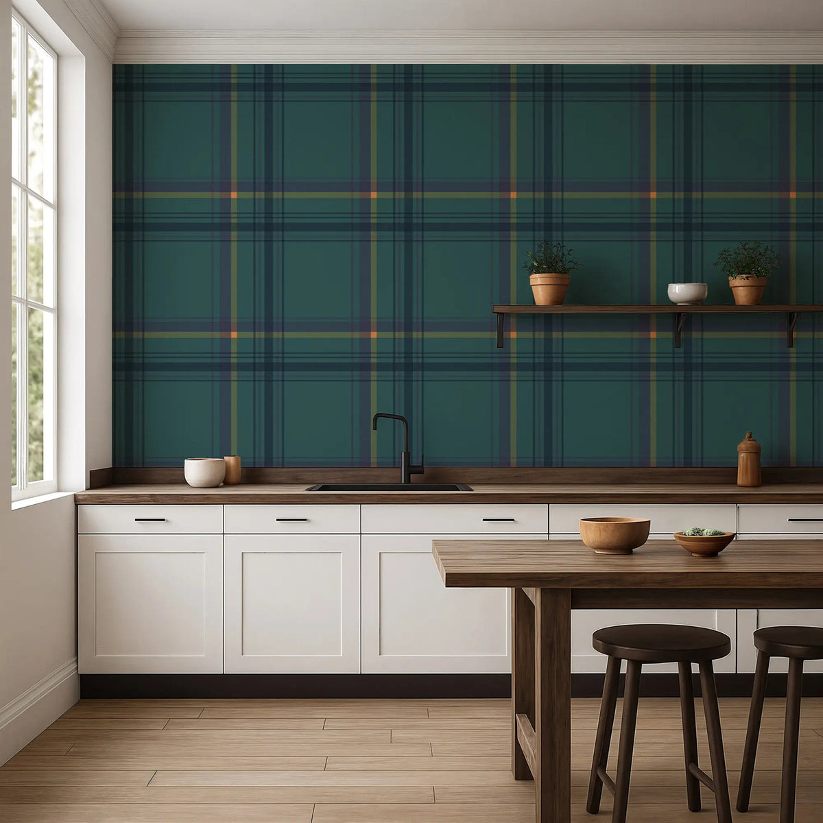 Mitchell Black Ashcroft Tartan Large Wallpaper