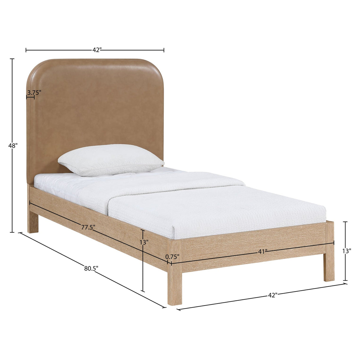 Caswell Natural Vegan Leather Upholstered Bed