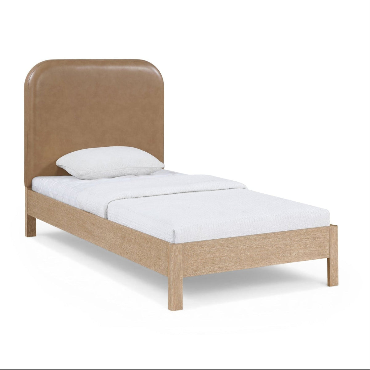Caswell Natural Vegan Leather Upholstered Bed in natural vegan leather, primary product view