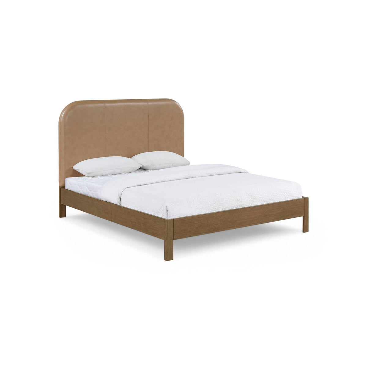 Caswell Brown Vegan Leather Upholstered Bed