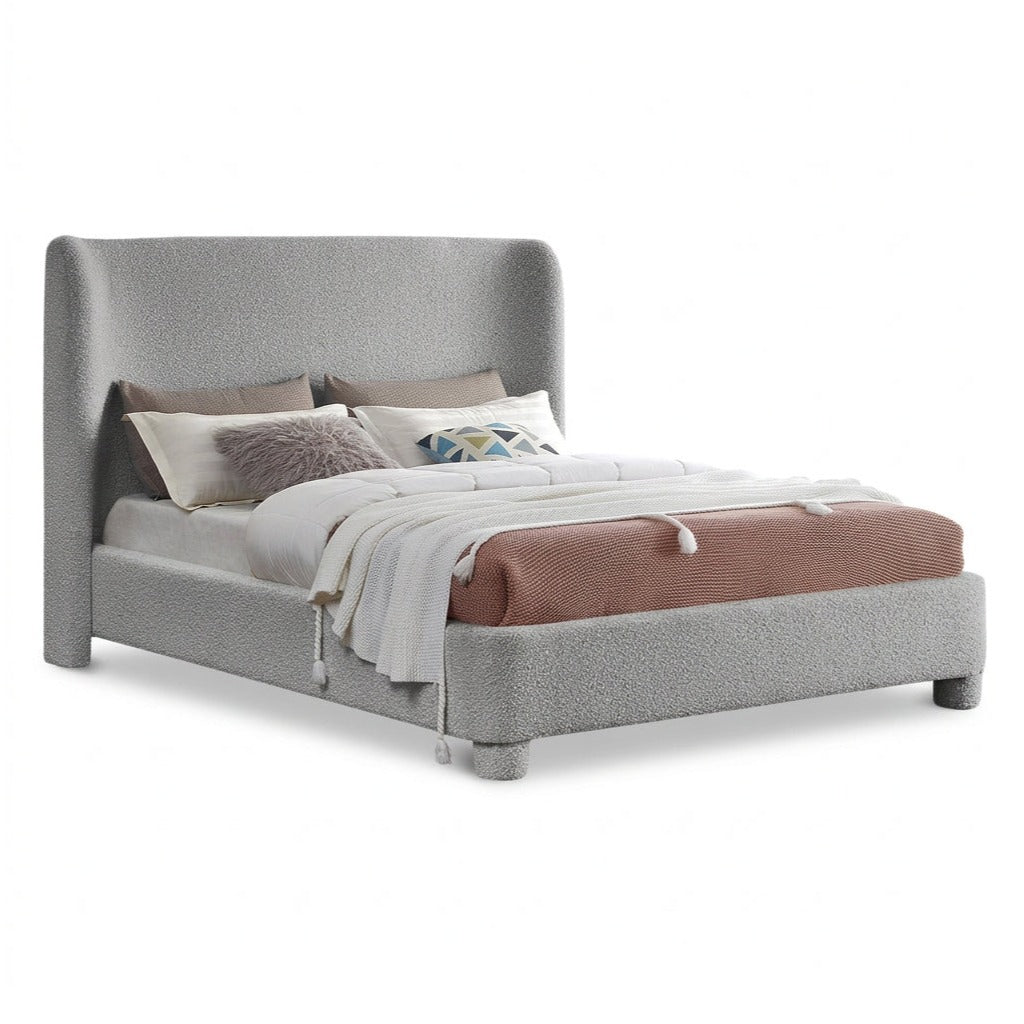 Penny Grey Boucle Fabric Upholstered Bed