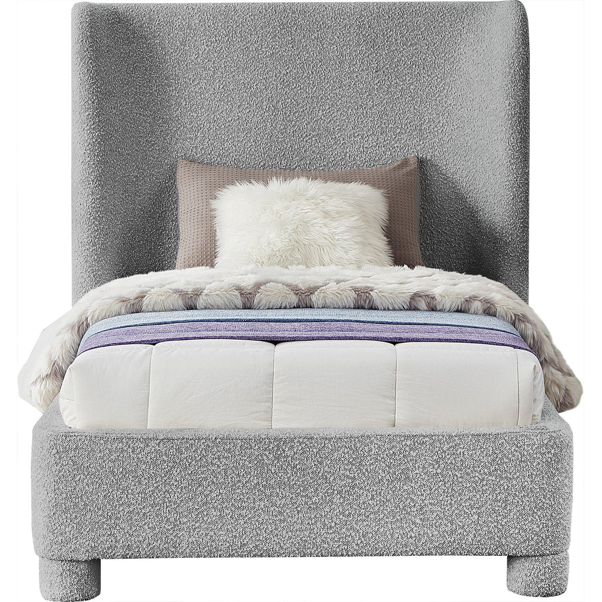 Penny Grey Boucle Fabric Upholstered Bed