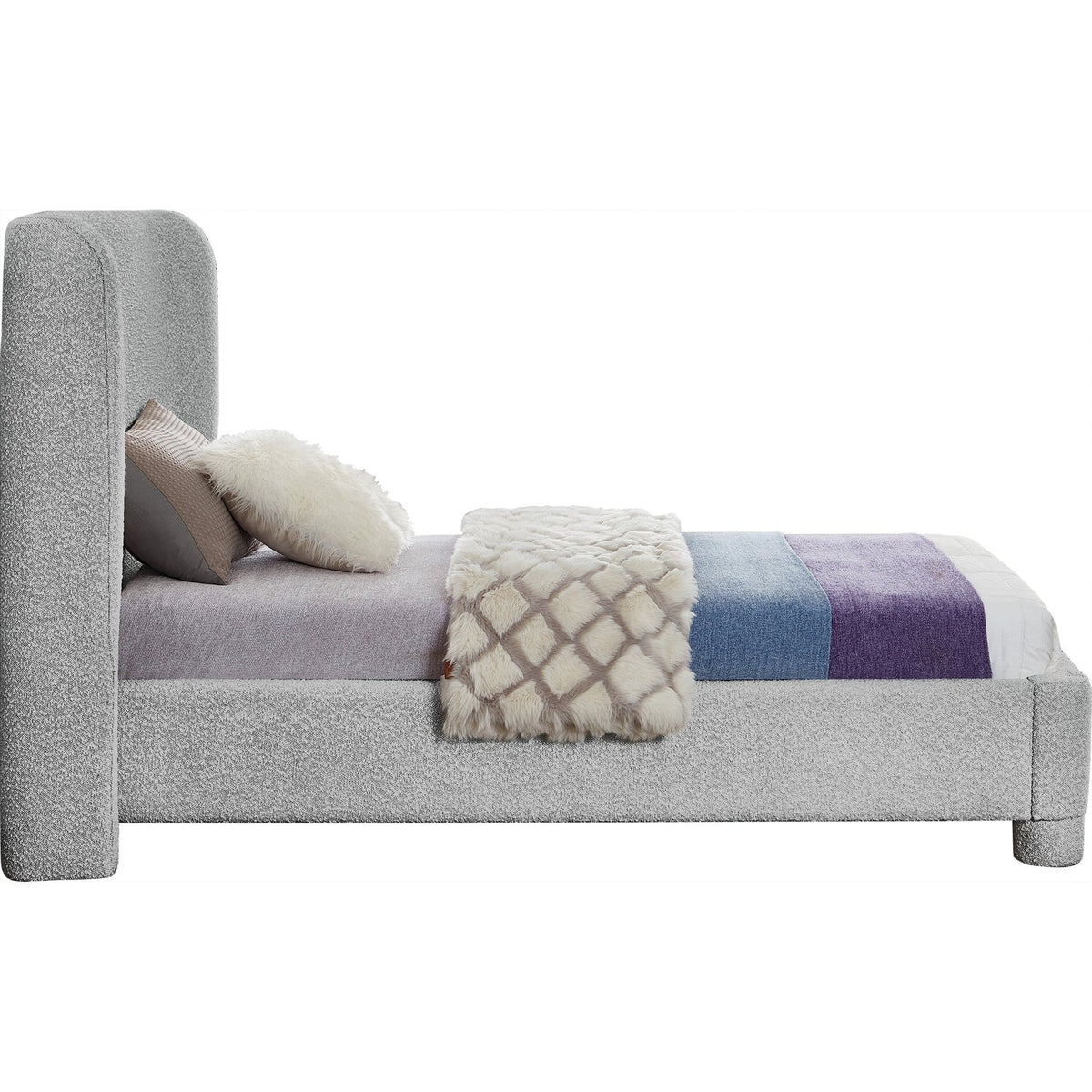 Penny Grey Boucle Fabric Upholstered Bed