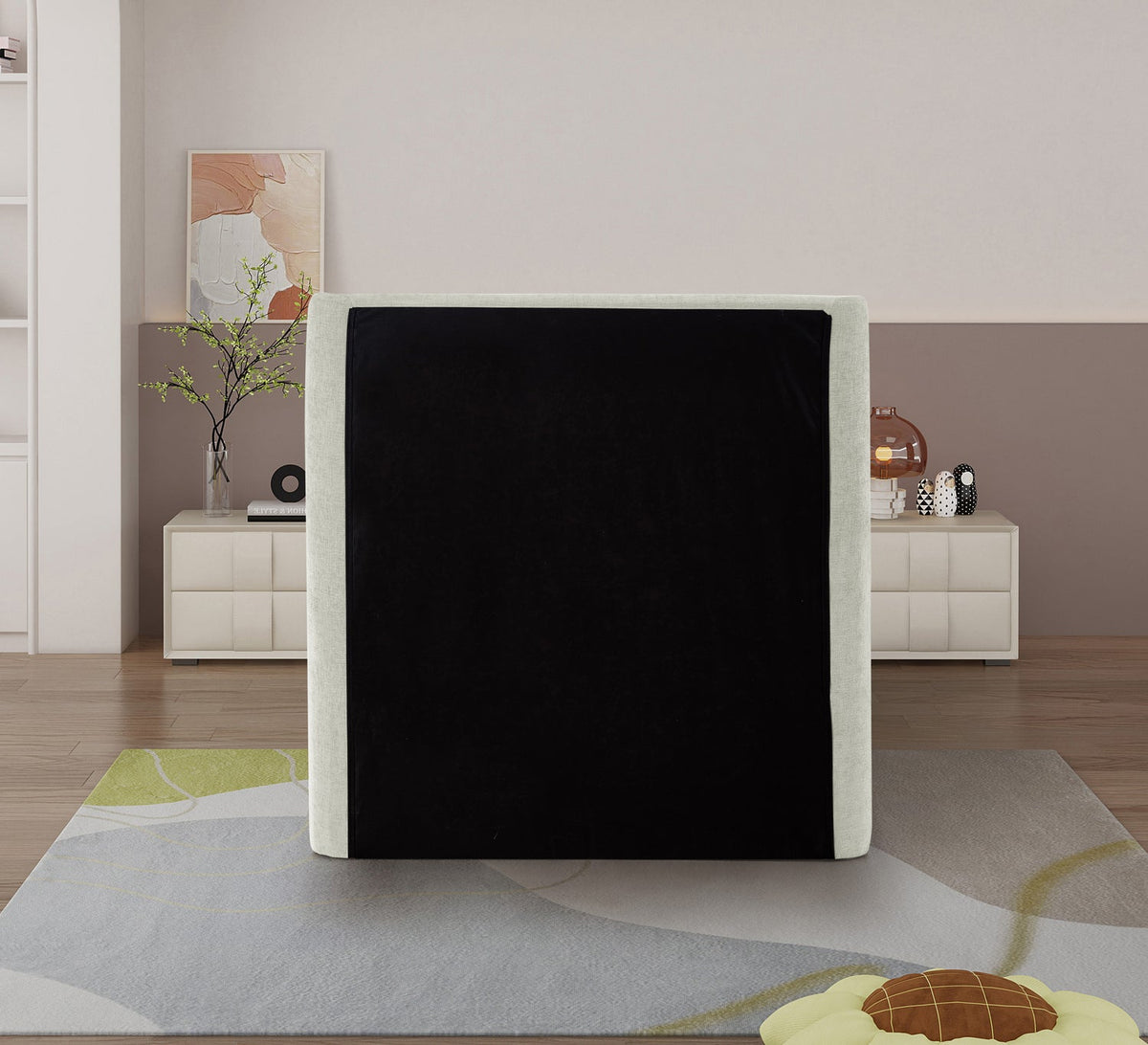 Penny Cream Chenille Fabric Upholstered Bed