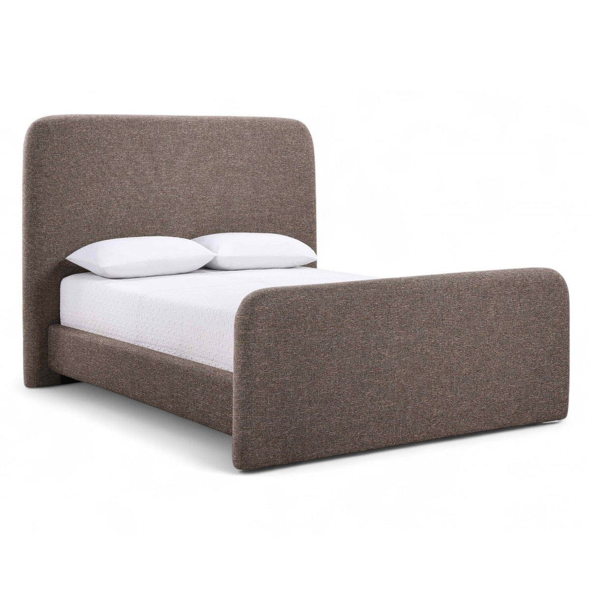 Fira Brown Linen Textured Fabric Upholstered Bed