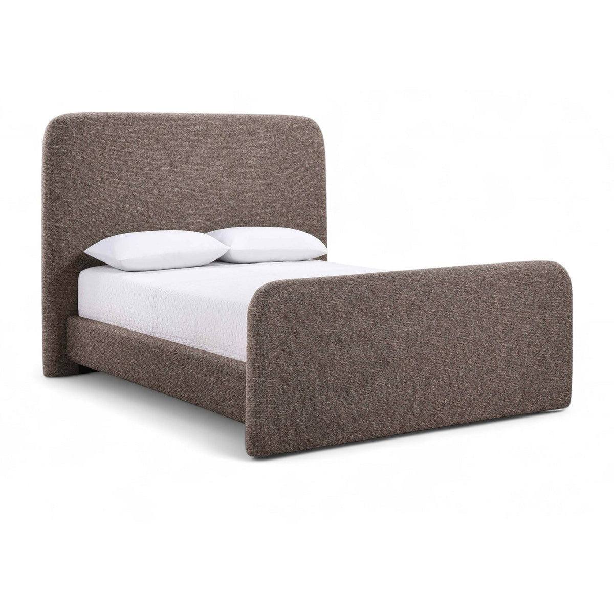 Fira Brown Linen Textured Fabric Upholstered Bed