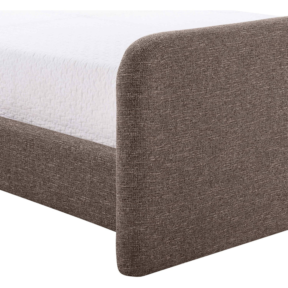 Fira Brown Linen Textured Fabric Upholstered Bed