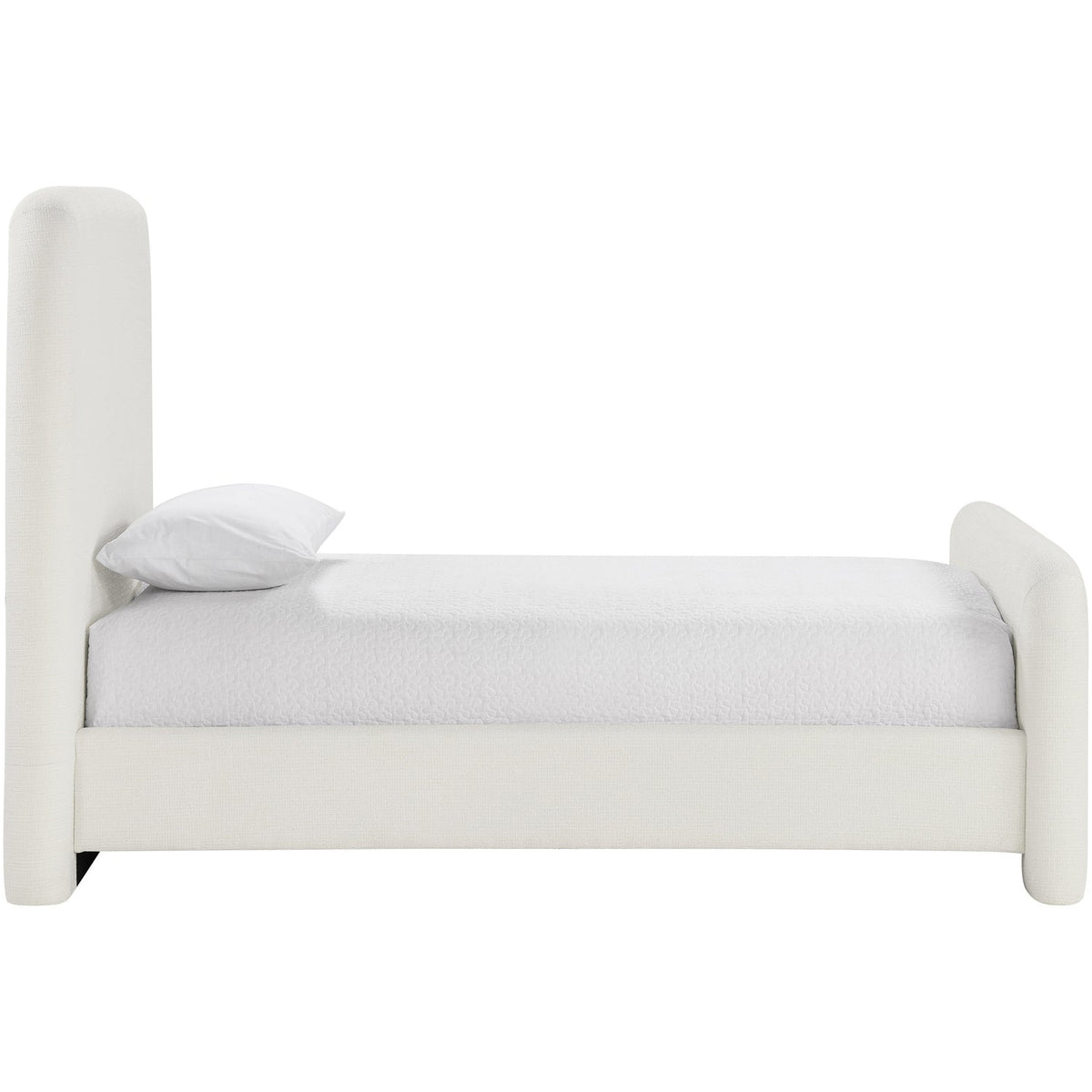Fira Cream Linen Textured Fabric Upholstered Bed