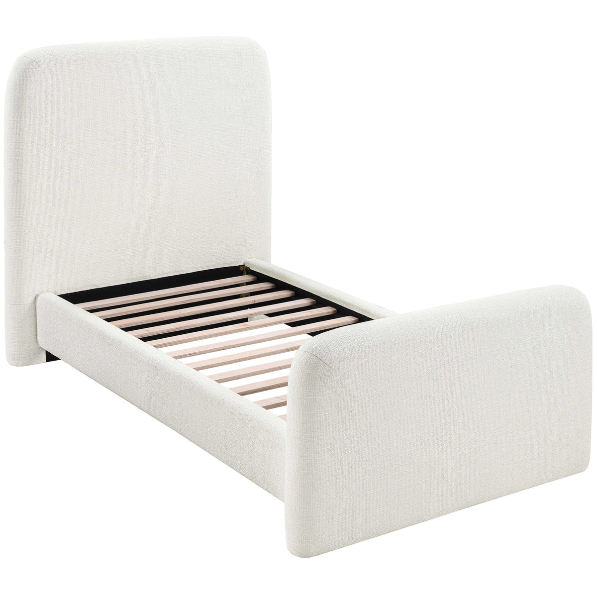 Fira Cream Linen Textured Fabric Upholstered Bed