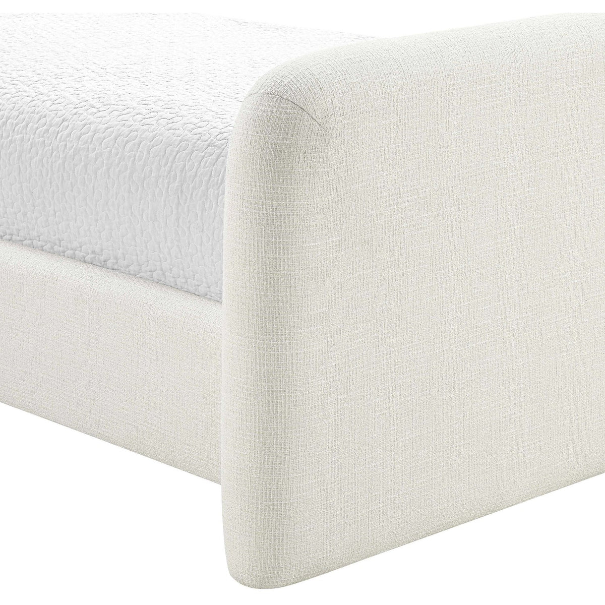 Fira Cream Linen Textured Fabric Upholstered Bed