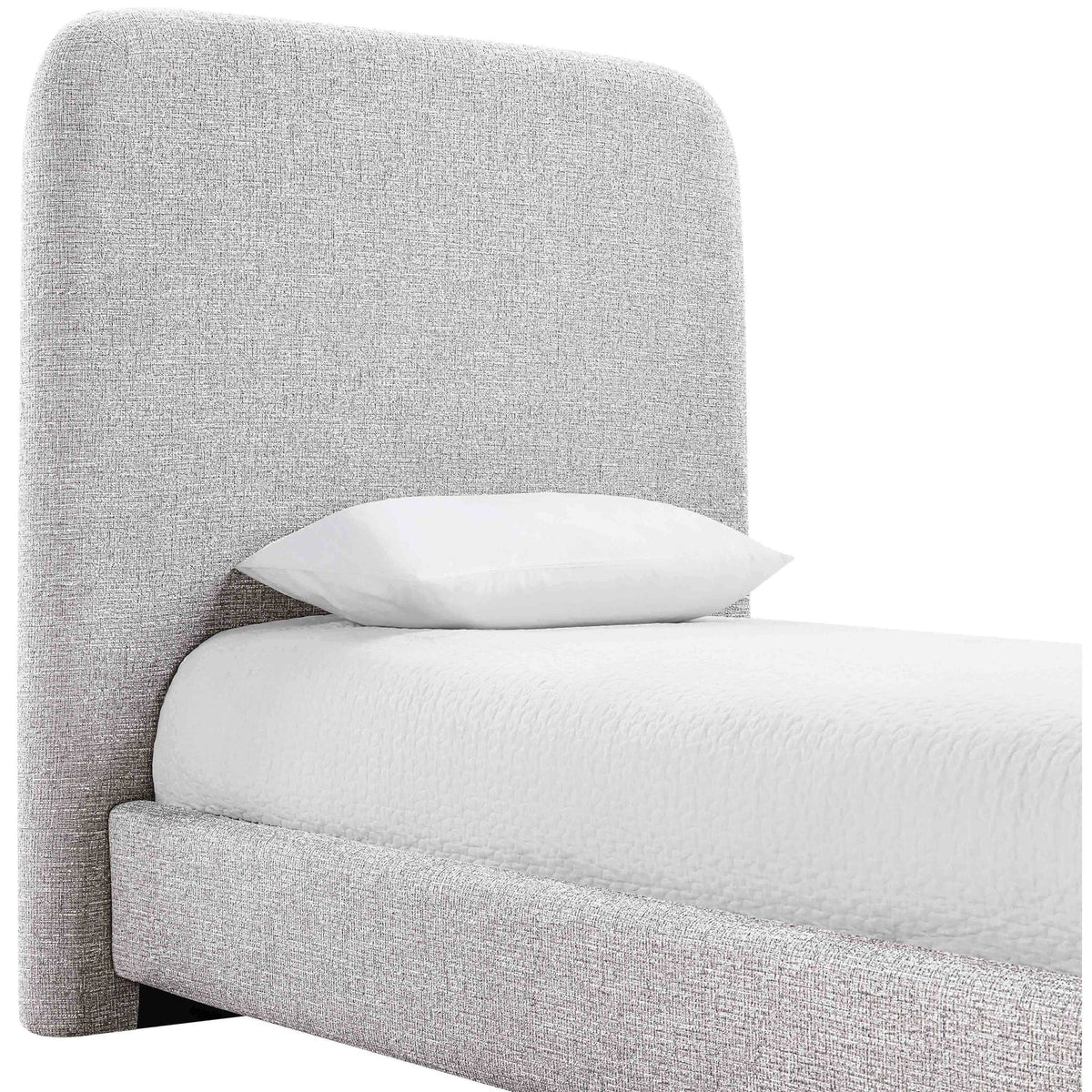 Fira Grey Linen Textured Fabric Upholstered Bed