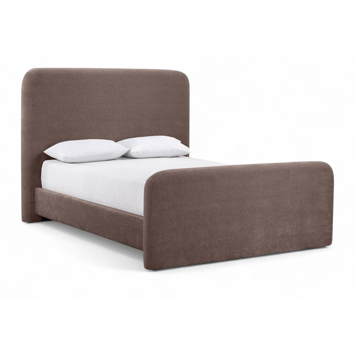 Fira Brown Chenille Fabric Upholstered Bed