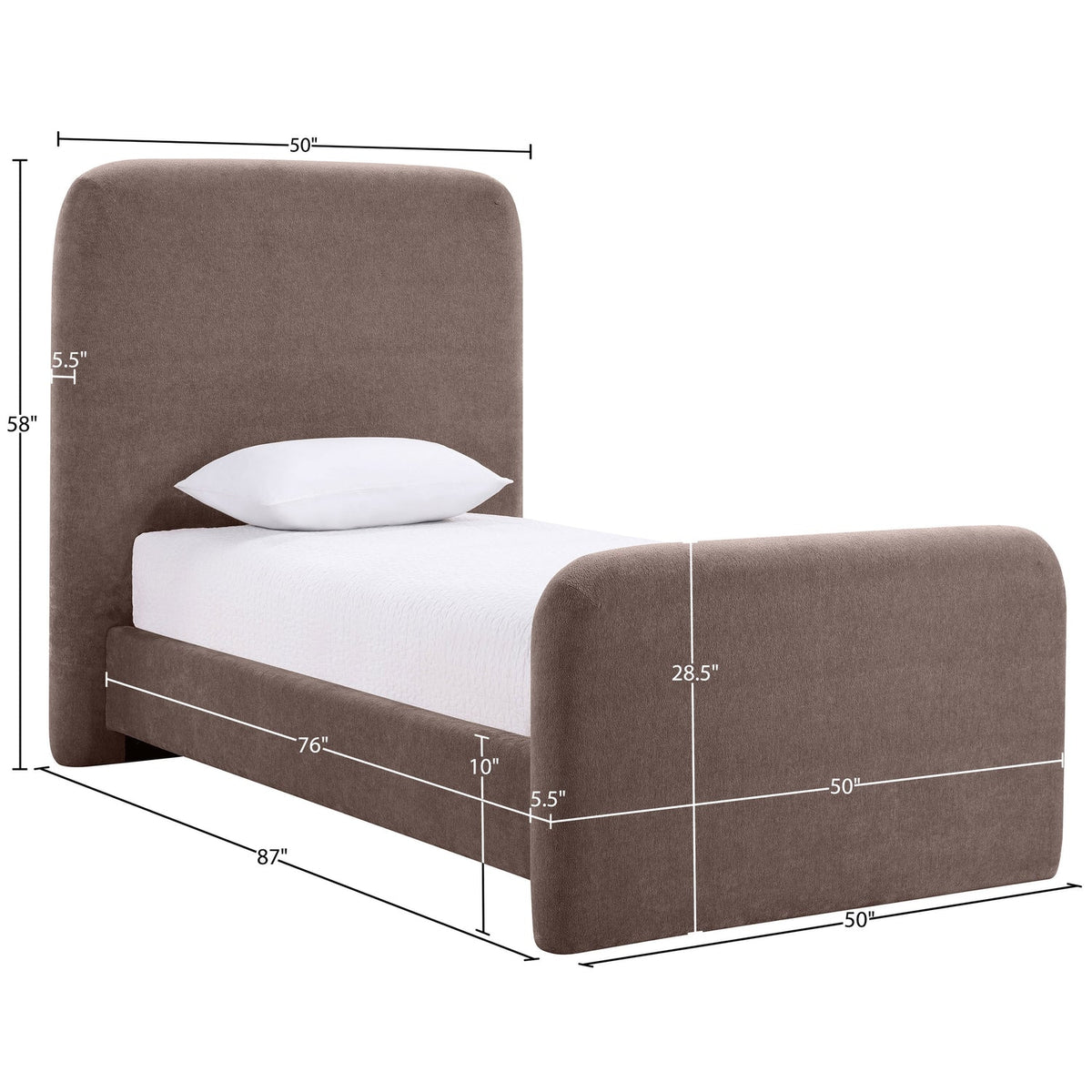 Fira Brown Chenille Fabric Upholstered Bed
