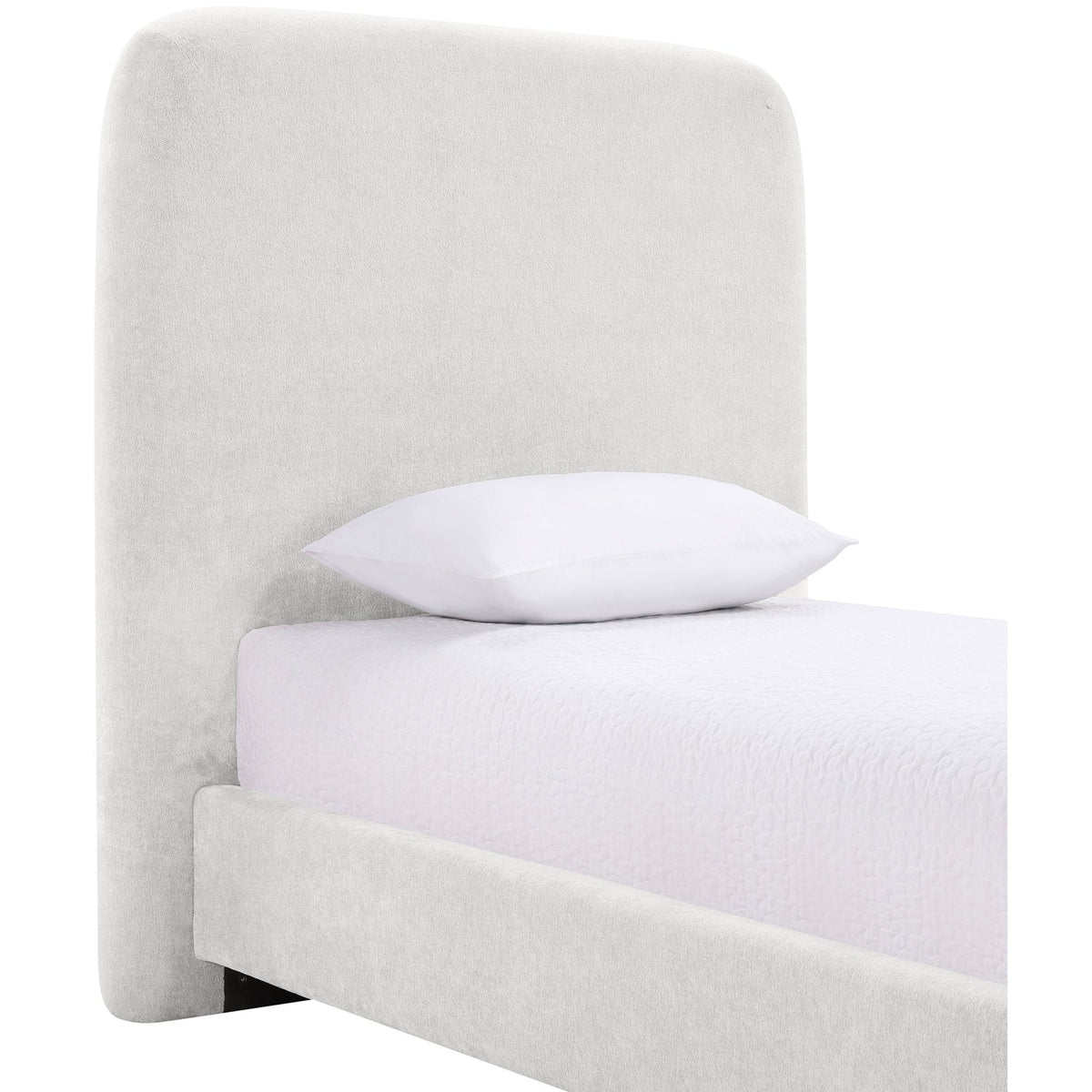 Fira Cream Chenille Fabric Upholstered Bed