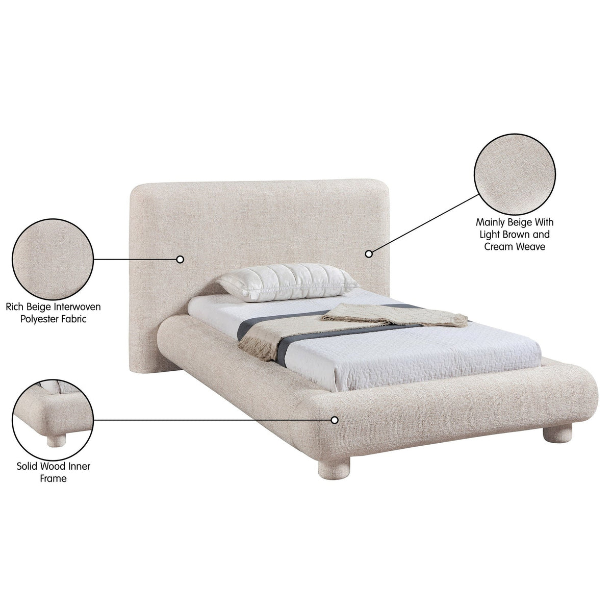 Blair Beige Fabric Upholstered Bed