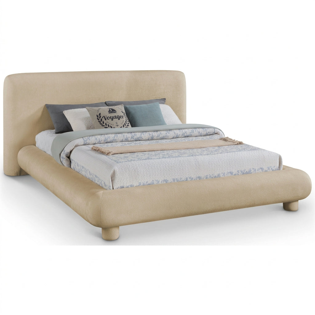 Blair Beige Chenille Fabric Upholstered Bed