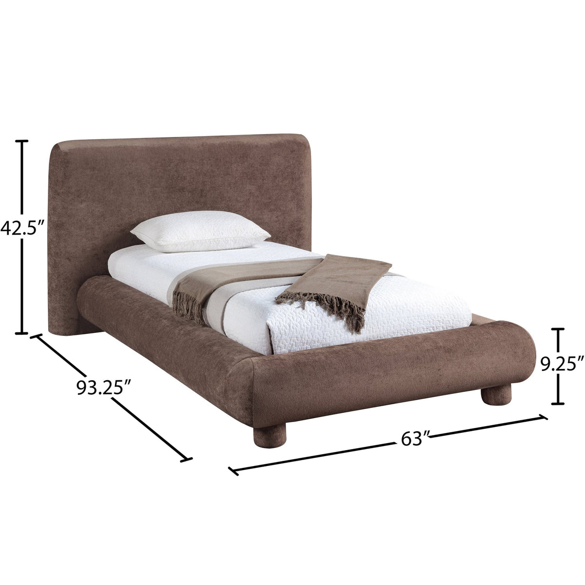 Blair Brown Chenille Fabric Upholstered Bed