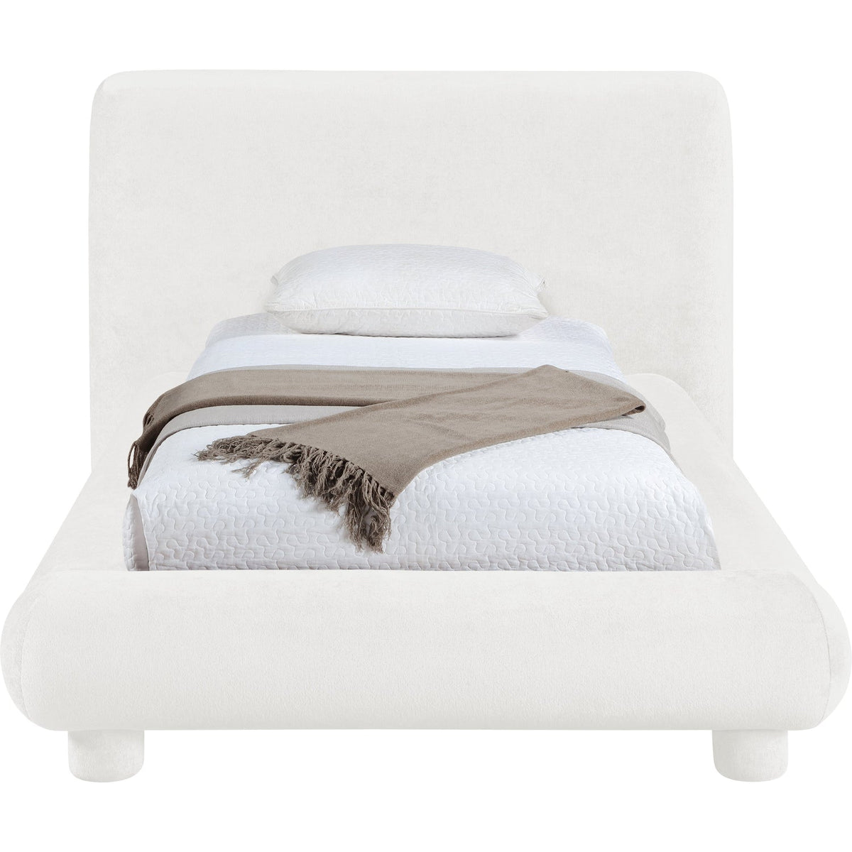 Blair Cream Chenille Fabric Upholstered Bed