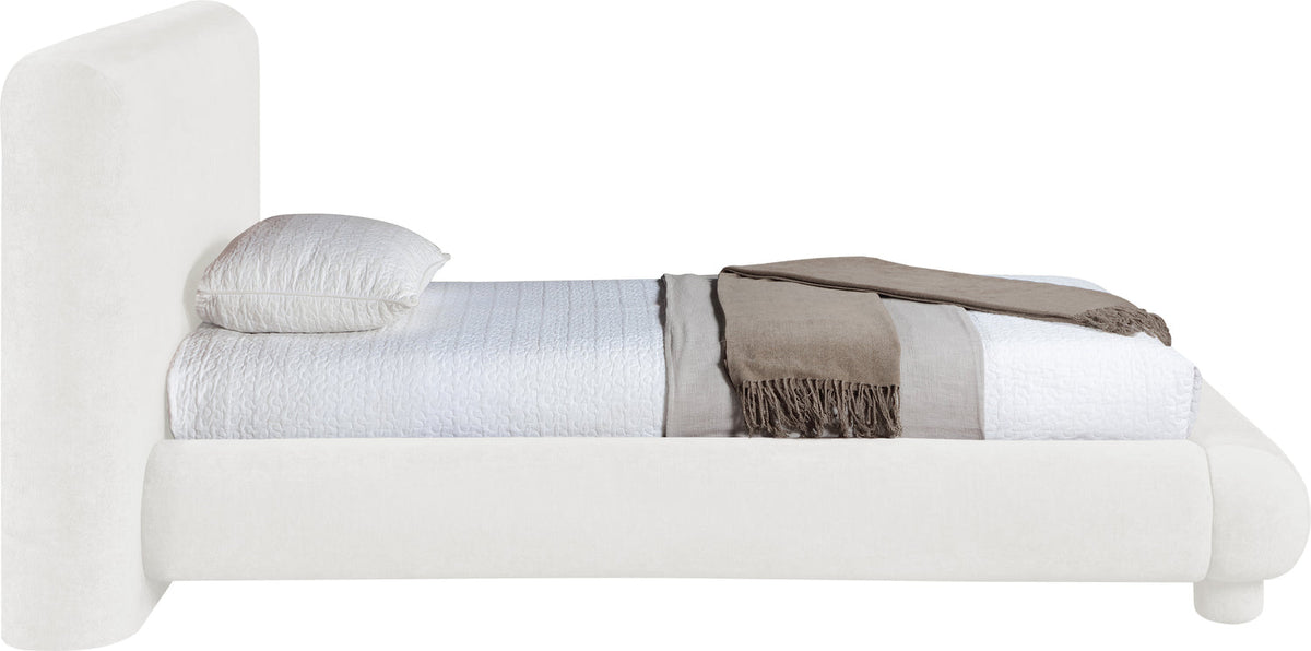 Blair Cream Chenille Fabric Upholstered Bed
