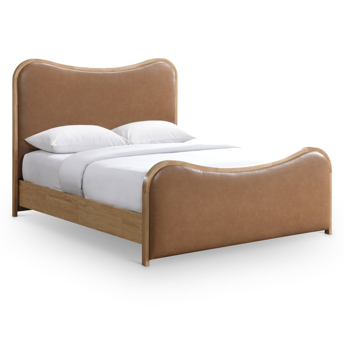 Arvada Cognac Vegan Leather Upholstered Bed