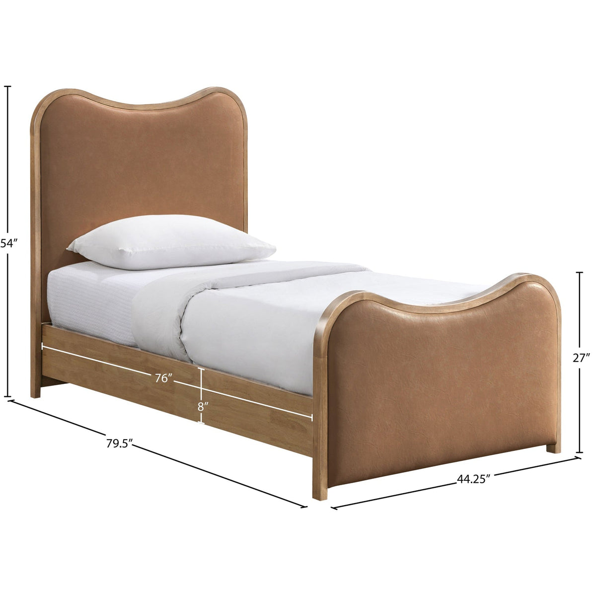 Arvada Cognac Vegan Leather Upholstered Bed