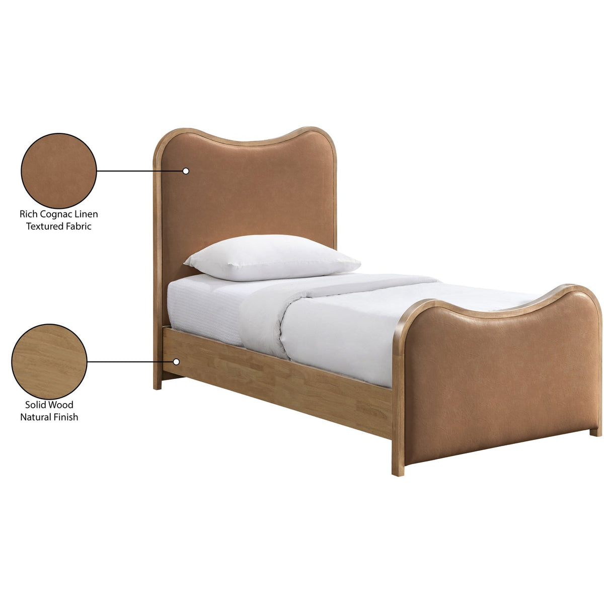 Arvada Cognac Vegan Leather Upholstered Bed