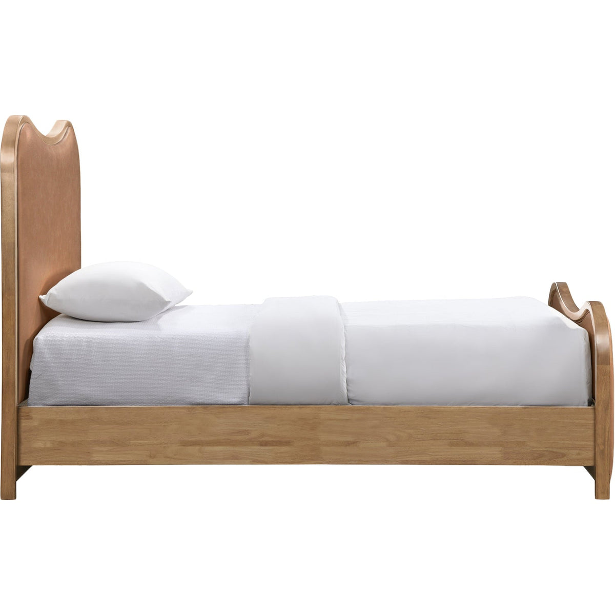 Arvada Cognac Vegan Leather Upholstered Bed