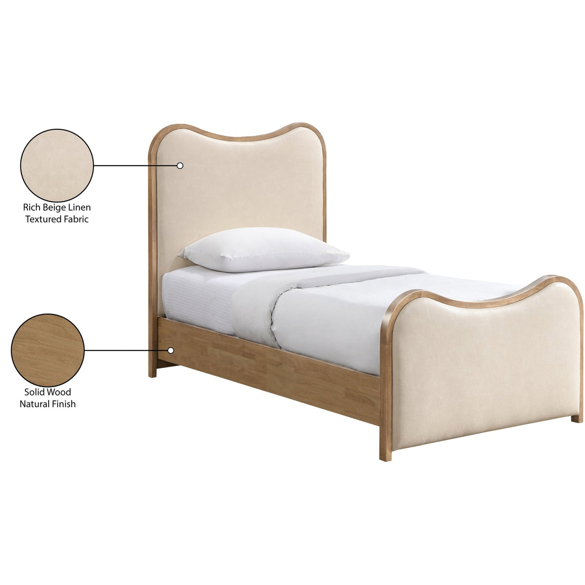 Arvada Cream Vegan Leather Upholstered Bed