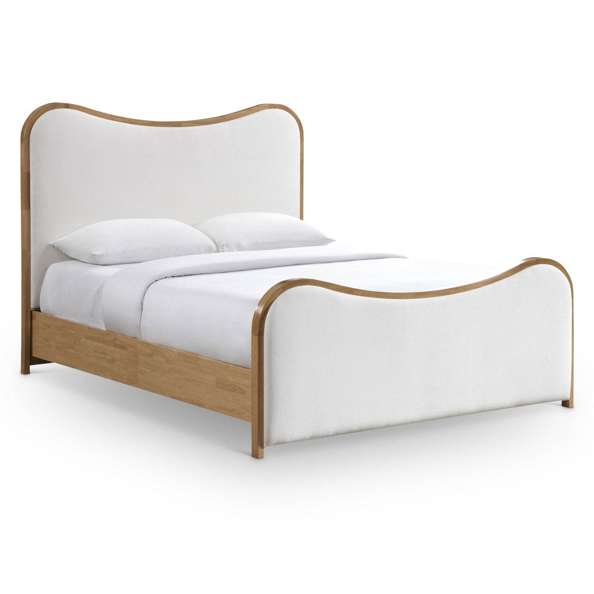 Arvada Cream Linen Textured Fabric Upholstered Bed