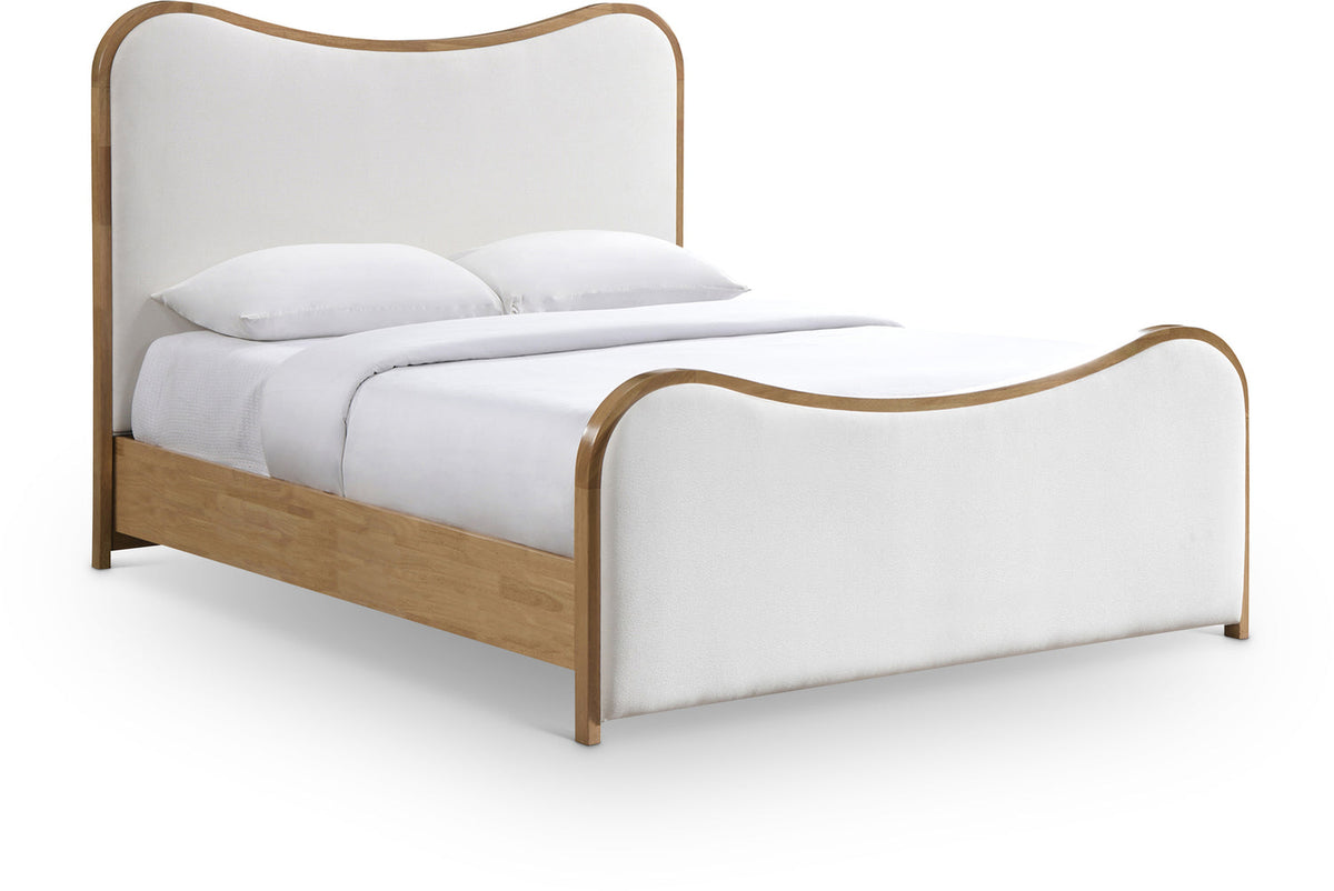 Arvada Cream Linen Textured Fabric Upholstered Bed