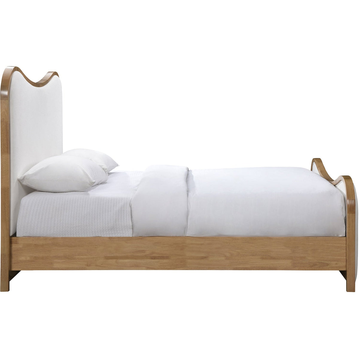 Arvada Cream Linen Textured Fabric Upholstered Bed