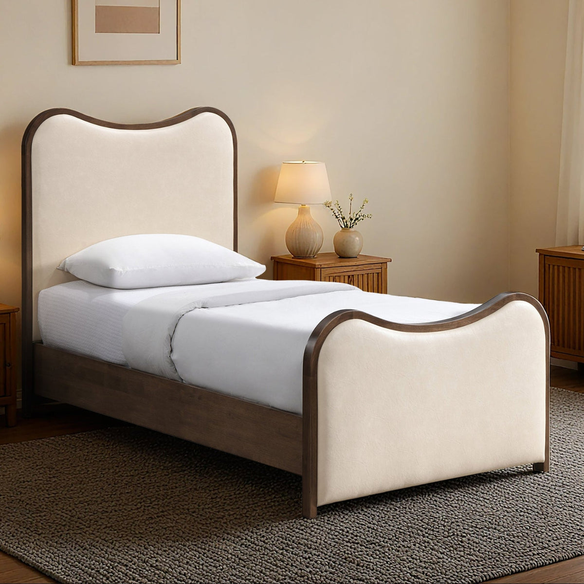 Arvada Cream Vegan Leather Upholstered Bed