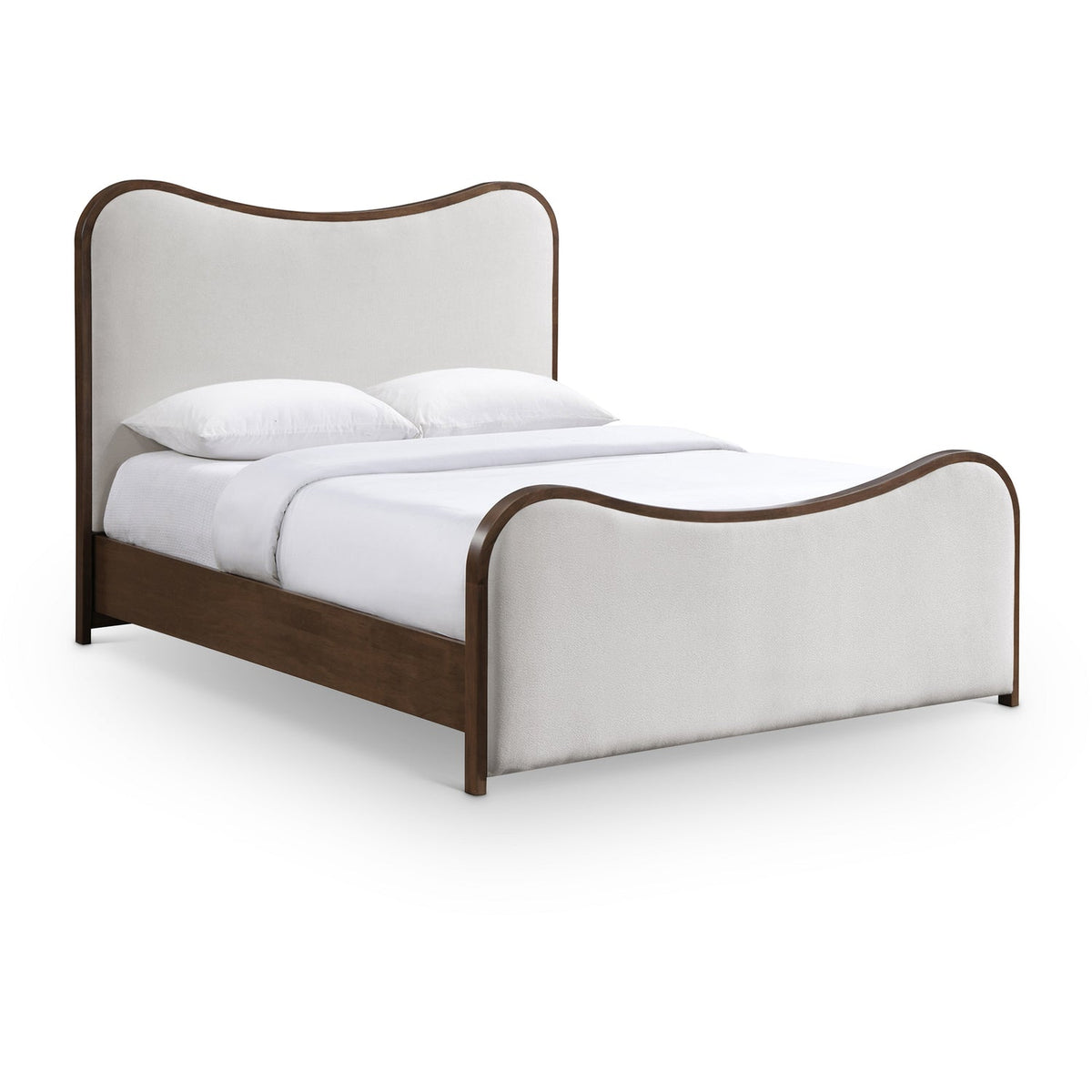Arvada Beige Linen Textured Fabric Upholstered Bed