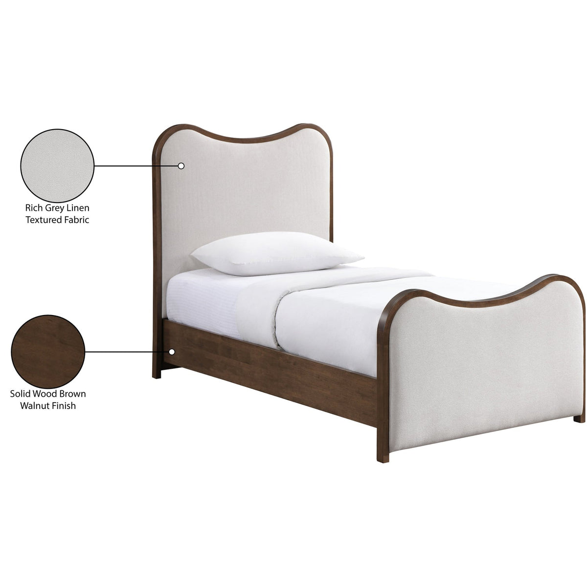 Arvada Beige Linen Textured Fabric Upholstered Bed