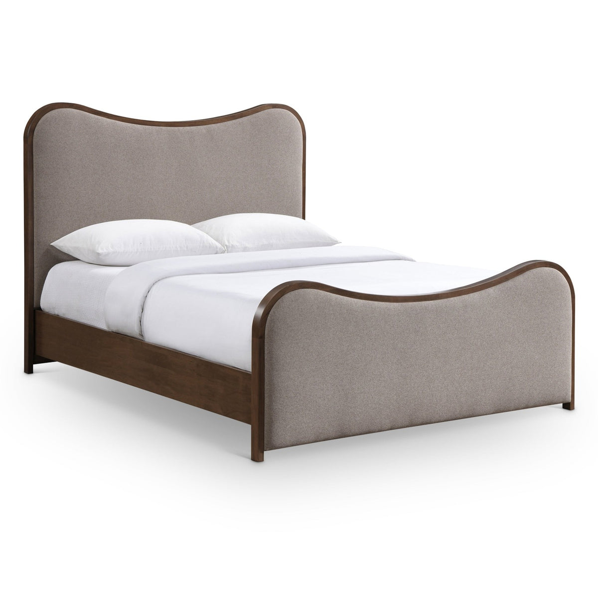 Arvada Brown Linen Textured Fabric Upholstered Bed