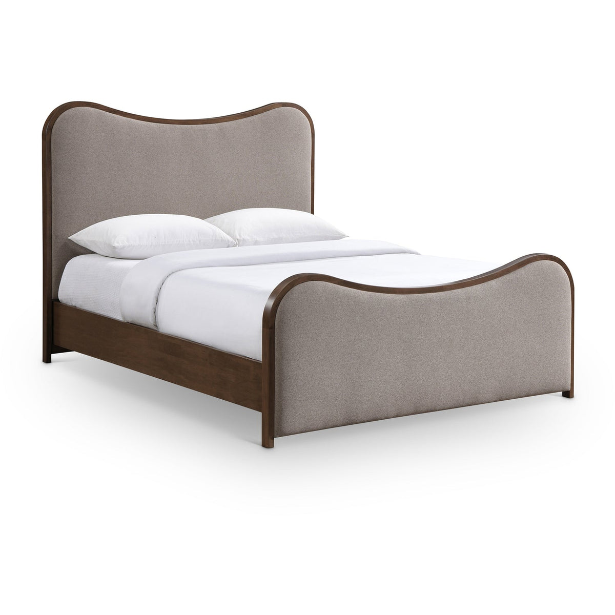 Arvada Brown Linen Textured Fabric Upholstered Bed
