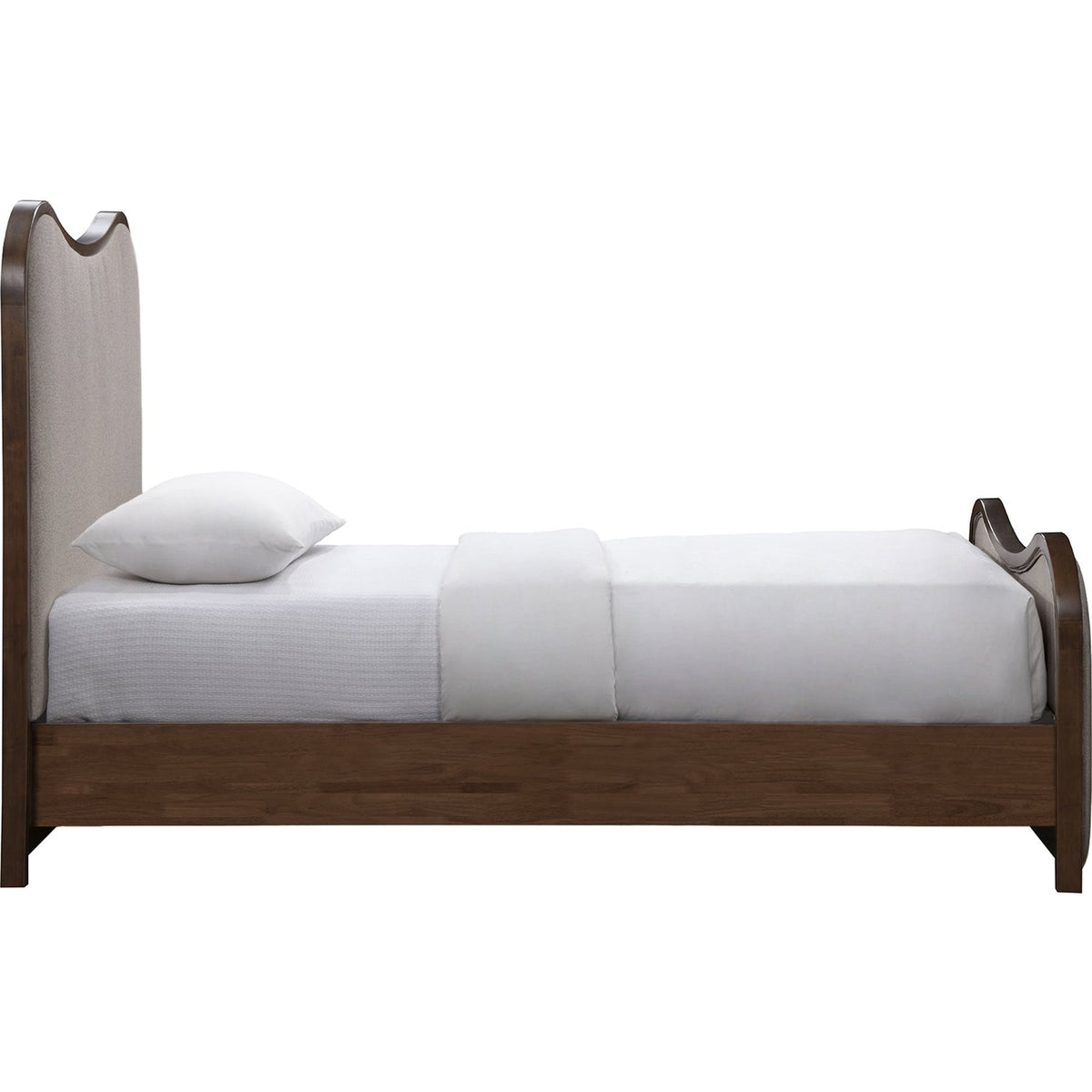 Arvada Brown Linen Textured Fabric Upholstered Bed